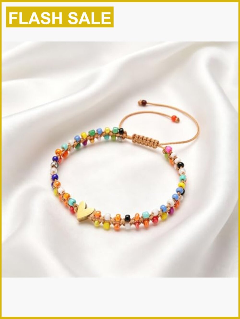 Double Layer Seed Bead Bracelet with Heart Charm, Handmade Boho Stackable - Picture 4 of 6